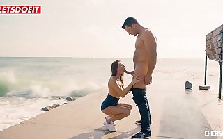 Wild petite mollycoddle fucked hard greater than a public beach - Sandra Wellness